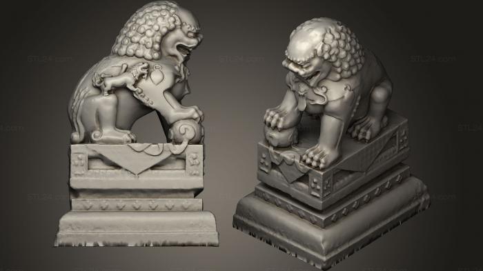 Статуэтки львы тигры сфинксы (Лев из китайского квартала, STKL_0010) 3D модель для ЧПУ станка
